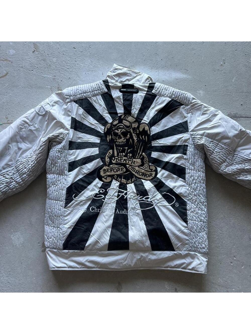 Ed Hardy Men's White and Cream Jacket